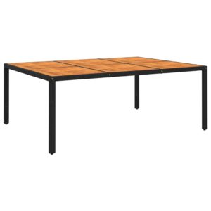 Záhradný stôl 200x150x75 cm akáciové drevo a polyratan čierny