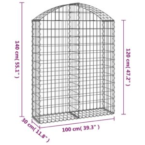 Oblúkový gabionový kôš 100x30x120/140cm pozinkované železo - Image 5