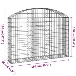 Oblúkový gabionový kôš 150x30x100/120 cm pozinkované železo - Image 5