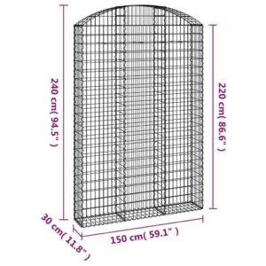 Oblúkový gabionový kôš 150x30x220/240 cm pozinkované železo - Image 5
