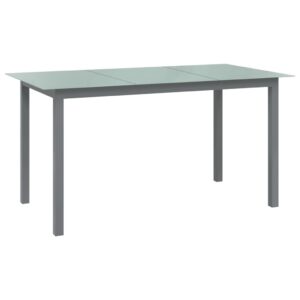 Záhradný stôl bledosivý 150x90x74 cm hliník a sklo