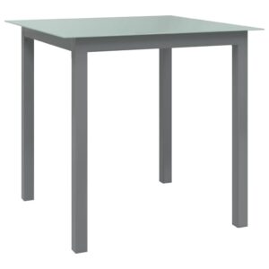 Záhradný stôl bledosivý 80x80x74 cm hliník a sklo