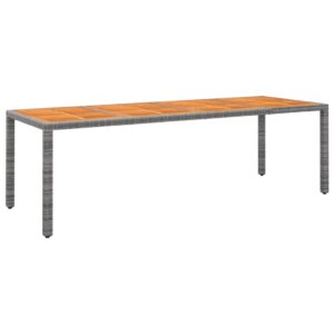 Záhradný stôl sivý 250x100x75 cm polyratan a akáciový masív
