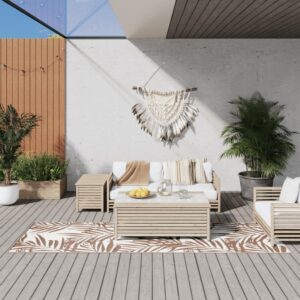 Vonkajší koberec hnedo-biely 80x250 cm obojstranný dizajn