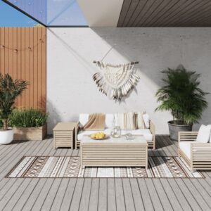 Vonkajší koberec hnedo-biely 80x250 cm obojstranný dizajn