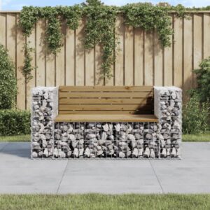 Záhradná lavica gabiónový dizajn 143x71x65