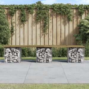 Záhradná lavička gabiónový dizajn 203x31x42 cm impreg. borovica