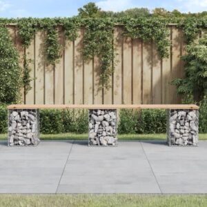 Záhradná lavička gabiónový dizajn 203x31x42 cm masívna borovica