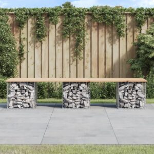 Záhradná lavička gabiónový dizajn 203x44x42 cm masívna borovica