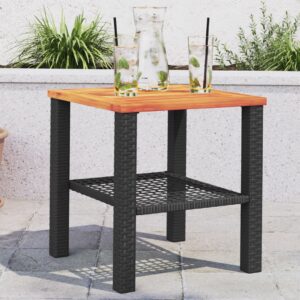 Záhradný stôl čierny 40x40x42 cm polyratan akáciové drevo
