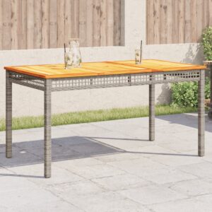 Záhradný stôl sivý 140x80x75 cm polyratan akáciové drevo