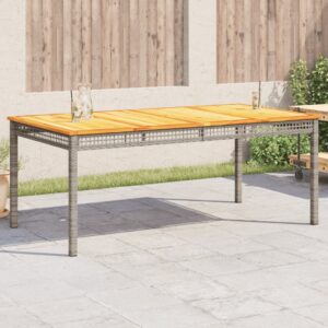 Záhradný stôl sivý 180x90x75 cm polyratan akáciové drevo