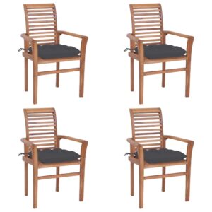 Jedálenské stoličky 4 ks antracitové podložky tíkový masív