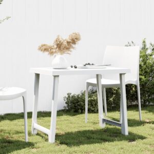 Kempingový stôl biely 79x56x64 cm PP drevený vzhľad