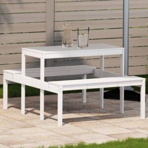 Piknikový stôl biely 110x134x75 cm borovicový masív