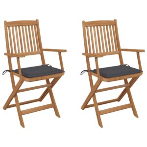 Skladacie záhradné stoličky 2 ks s podložkami akáciový masív