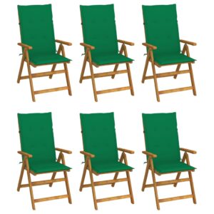 Skladacie záhradné stoličky s vankúšmi 6 ks akáciový masív