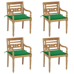 Stoličky Batavia s podložkami 4 ks tíkový masív