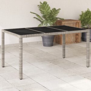 Záhr.stôl so sklenenou doskou svetlosivý 150x90x75 cm polyratan