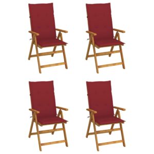 Záhradné sklápacie stoličky 4 ks s podložkami akáciový masív