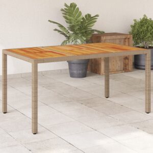 Záhradný stôl béžový 150x90x75 cm polyratan akáciové drevo