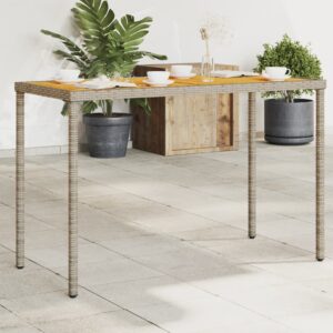 Záhradný stôl s akáciovou doskou sivý 115x54x74 cm polyratan