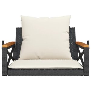 Hojdacia lavica s vankúšmi čierna 63x62x40 cm polyratan - Image 4