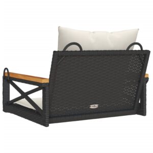 Hojdacia lavica s vankúšmi čierna 63x62x40 cm polyratan - Image 6