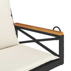 Hojdacia lavica s vankúšmi čierna 63x62x40 cm polyratan - Image 7