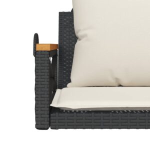 Hojdacia lavica s vankúšmi čierna 63x62x40 cm polyratan - Image 8
