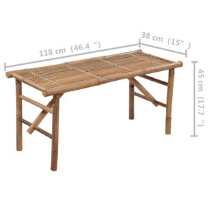 Skladacia záhradná lavička s podložkou 118 cm bambus - Image 8