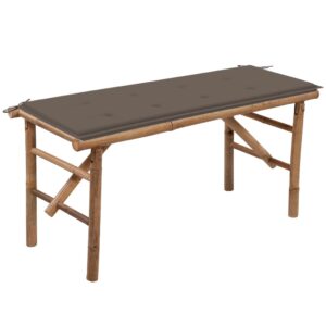 Skladacia záhradná lavička s podložkou 118 cm bambus