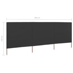 3-panelová zábrana proti vetru látková 400x80 cm antracitová - Image 6
