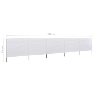 3-panelová zábrana proti vetru látková 600x80 cm piesková a biela - Image 6