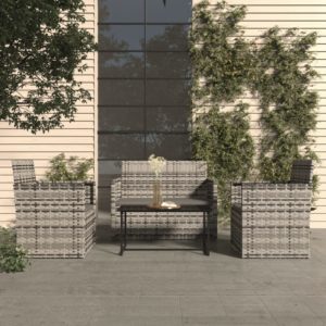 4-dielna záhradná sedacia súprava s podložkami polyratan sivá