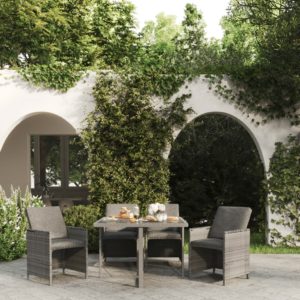 5-dielna záhradná jedálenská súprava so sedákmi polyratan sivá