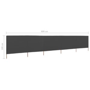 5-panelová zábrana proti vetru látková 600x160 cm antracitová - Image 6