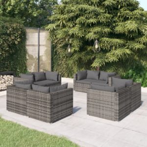 8-dielna záhradná sedacia súprava s podložkami polyratan sivá