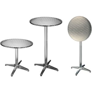 HI Skladací bistro – barový stôl 60x60x (58-115) cm hliníkový okrúhly