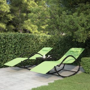 Hojdacie záhradné ležadlá 2 ks zelené oceľ a textilén