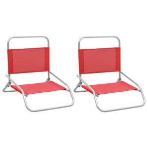 Skladacie plážové stoličky 2 ks červené látka