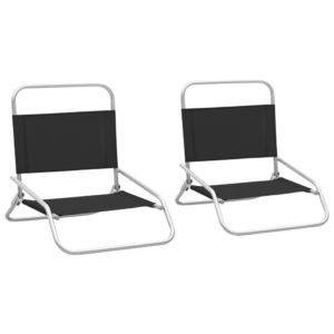 Skladacie plážové stoličky 2 ks čierne látka