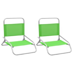 Skladacie plážové stoličky 2 ks zelené látka