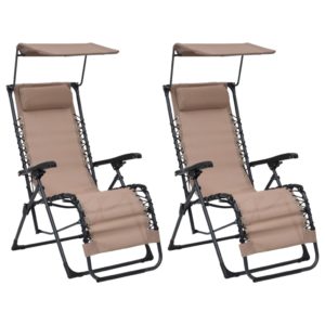 Skladacie terasové stoličky 2 ks textilénové sivohnedé