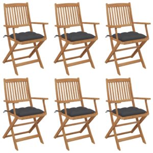 Skladacie záhradné stoličky so sedákmi 6 ks akáciový masív