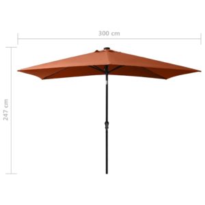 Slnečník s LED a oceľovou tyčou tehlový 2x3 m - Image 11