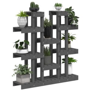 Stojan na rastliny sivý 104,5x25x109,5 cm masívna borovica - Image 4