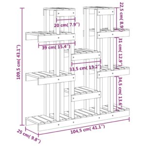 Stojan na rastliny sivý 104,5x25x109,5 cm masívna borovica - Image 8