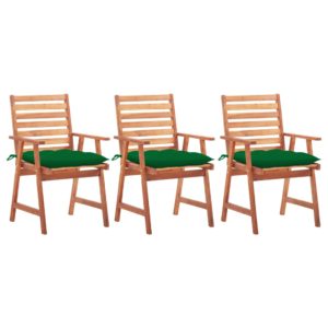 Vonkajšie jedálenské stoličky s podložkami 3 ks masívna akácia