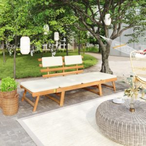 Záhradná lavička s podložkami 2 v 1 190 cm